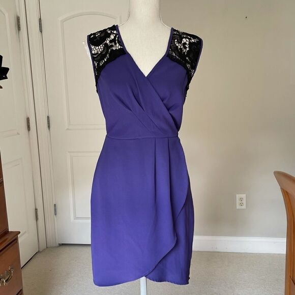 Bar III Purple and Black Lace Dress - Picture 1 of 5